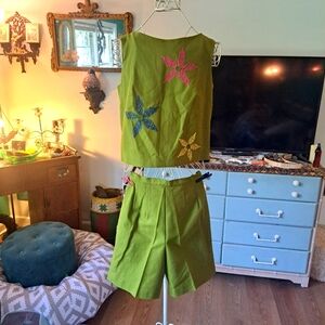 Vintage 60s/70s hippie two piece summer set, sz xs/s